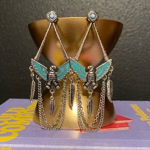 Bohemian Silver and Turquoise Bird Earrings